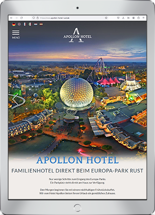 Websitegestaltung für das Apollon Hotel in Rust beim Europapark