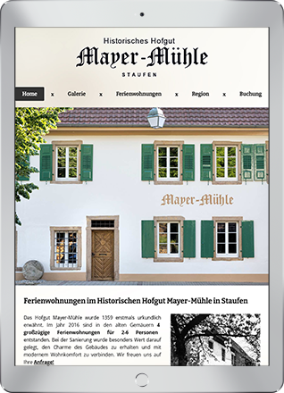 Websitegestaltung Ferienwohnungen Mayer Mühle Staufen